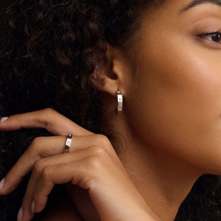 Clogau Insignia Silver Slim Half-Hoop Earrings
