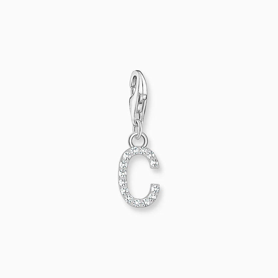 Thomas Sabo Silver Letter C Charm Pendant with White Stones