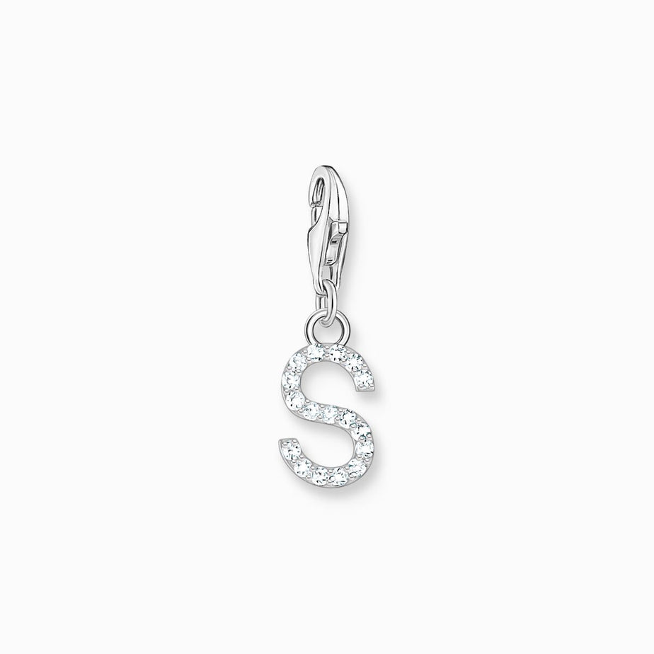 Thomas Sabo Silver Letter S Charm Pendant with White Stones