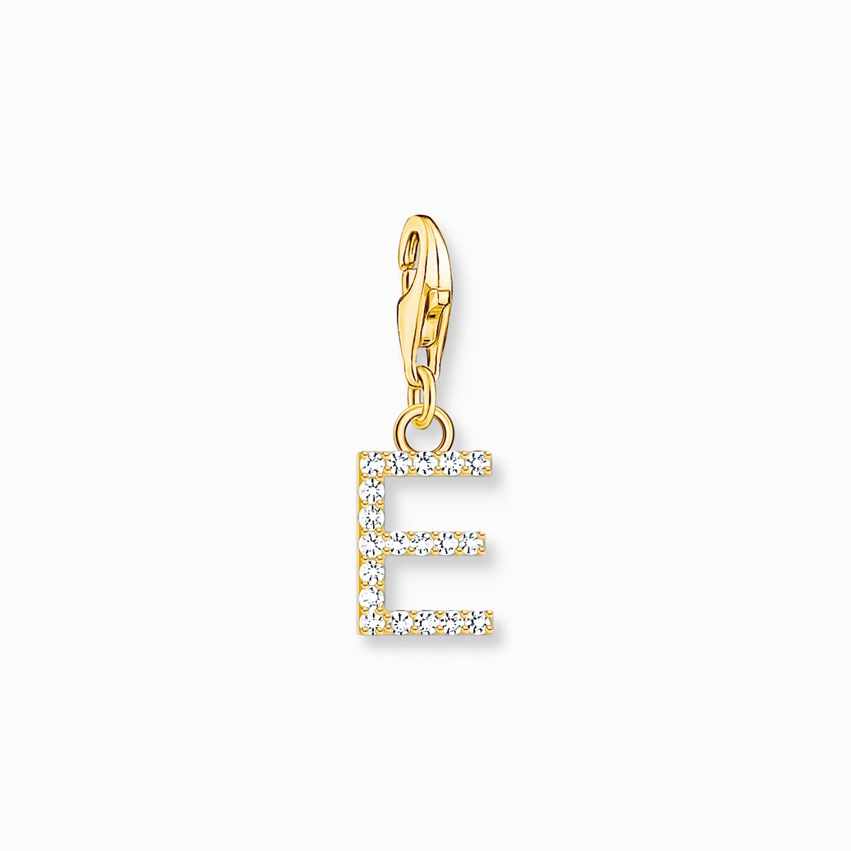 Thomas Sabo Gold Letter E Charm Pendant with White Stones