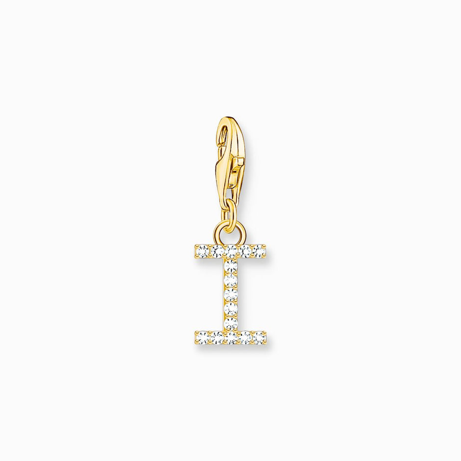 Thomas Sabo Gold Letter I Charm Pendant with White Stones
