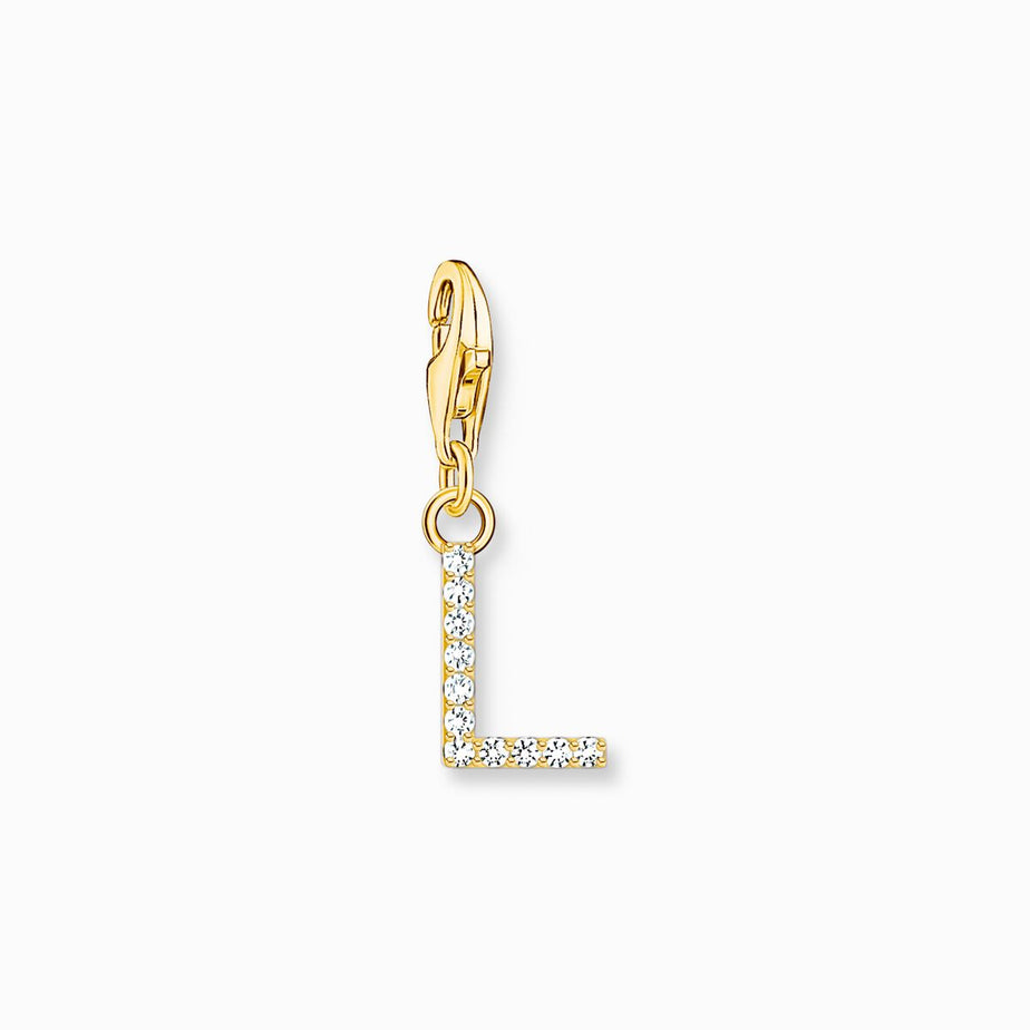 Thomas Sabo Gold Letter L Charm Pendant with White Stones