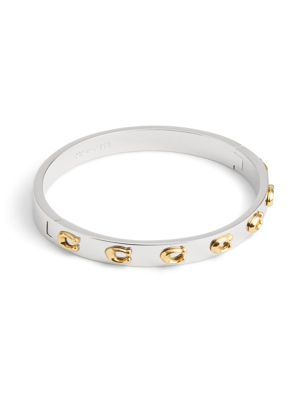 COACH Signature Two Tone Logo Hinged Bangle