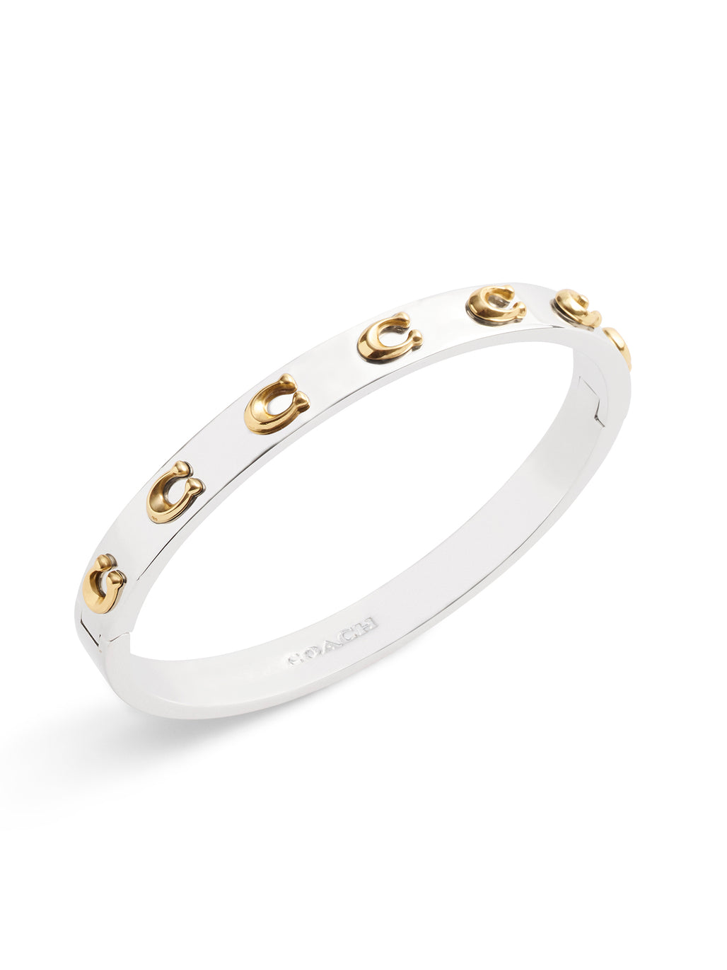 COACH Signature Two Tone Logo Hinged Bangle