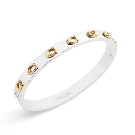 COACH Signature Two Tone Logo Hinged Bangle