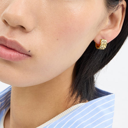 COACH Signature Quilted Huggie Earrings