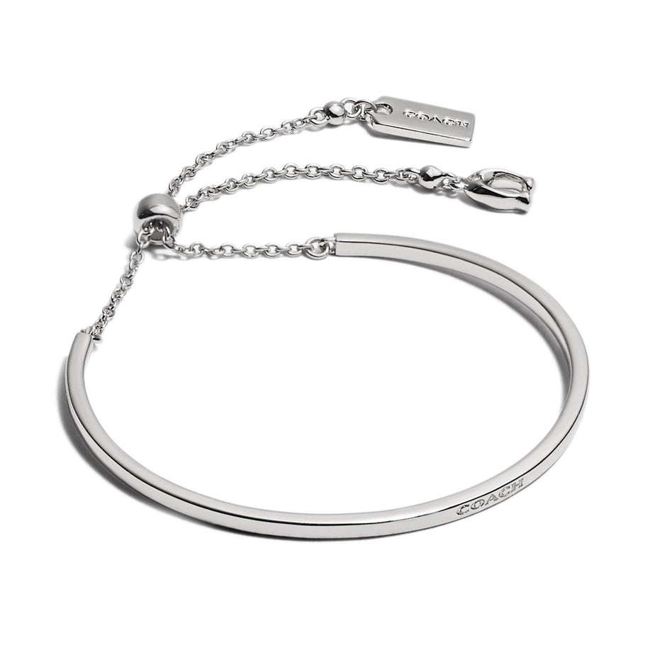 COACH Signature Silver Tone Slider Bangle