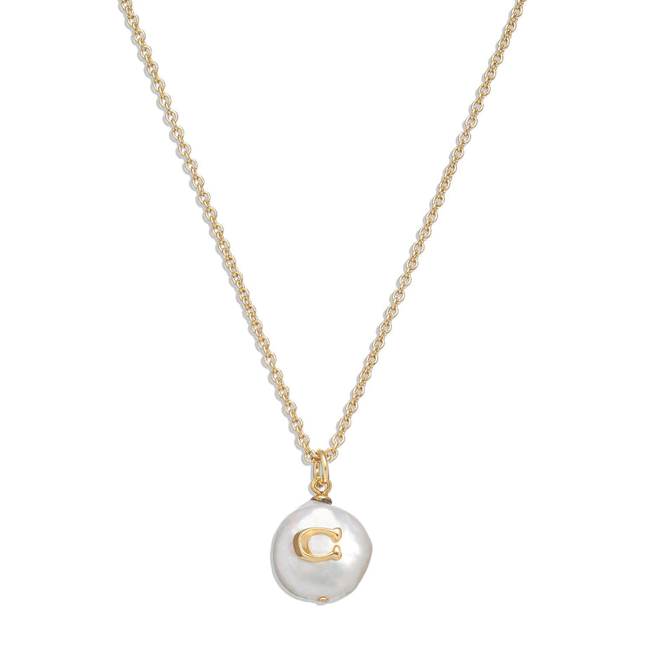 COACH Signature Coin Pearl Pendant Necklace