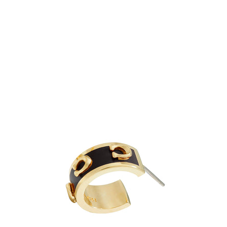 COACH Signature Enamel Hoop Earrings Black