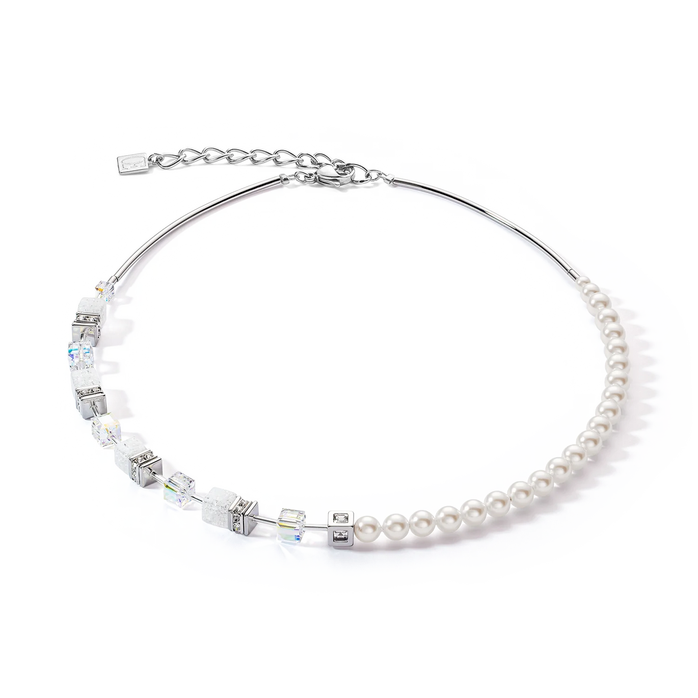 Coeur De Lion GeoCube Precious Fusion White Pearl Necklace