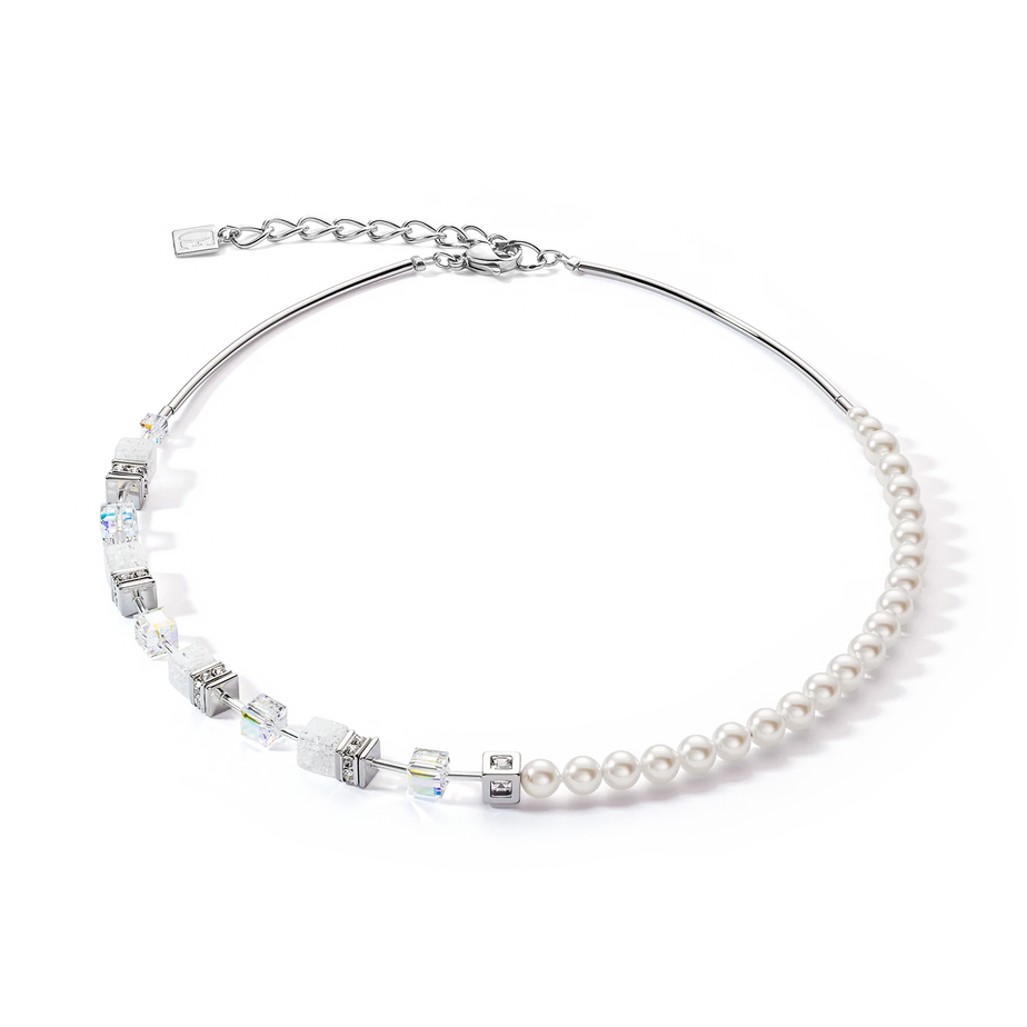 Coeur De Lion GeoCube Precious Fusion White Pearl Necklace
