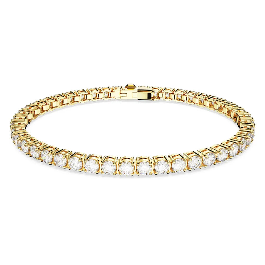 Swarovski Gold Tone Matrix Tennis Bracelet White Stones