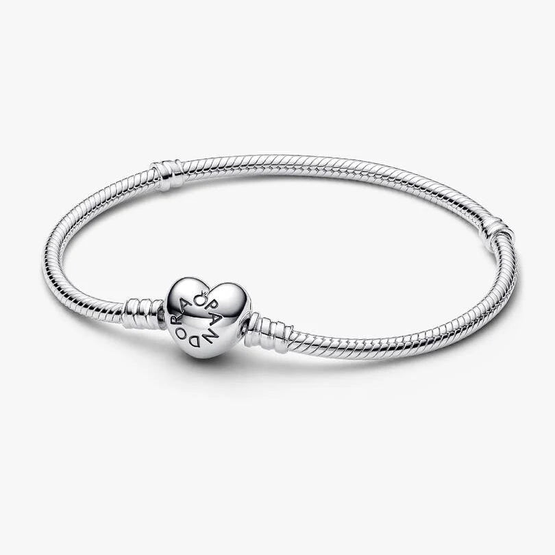 16cm Pandora Heart Clasp＆Snake Chain Bra Pandora Moments Heart Clasp Snake Chain Bracelet