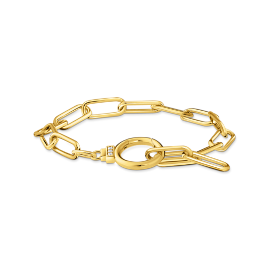 Thomas Sabo Gold Link Bracelet with Ring Clasp and Zirconia