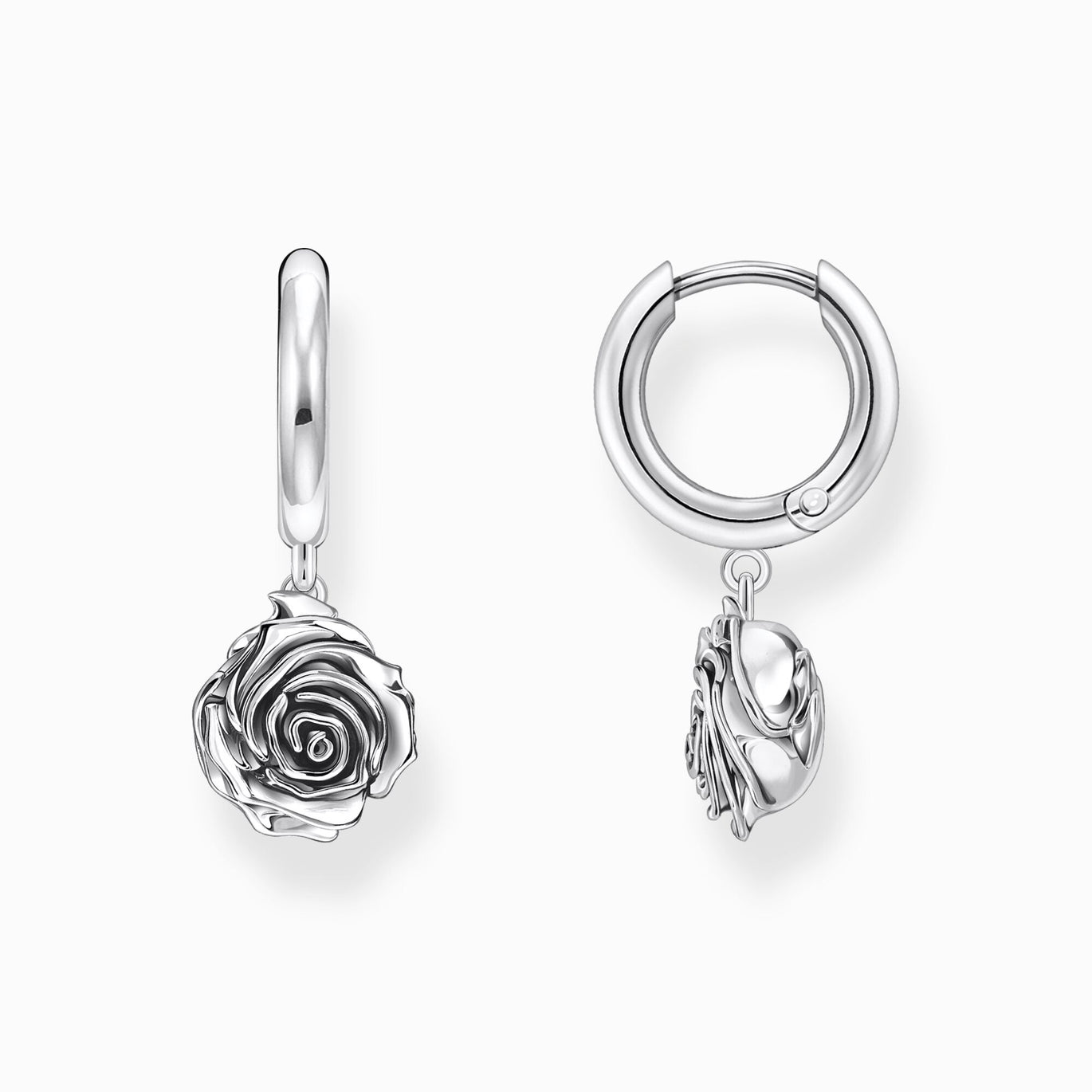 Thomas Sabo Silver Midnight Rose Hoop Earrings
