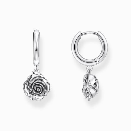 Thomas Sabo Silver Midnight Rose Hoop Earrings