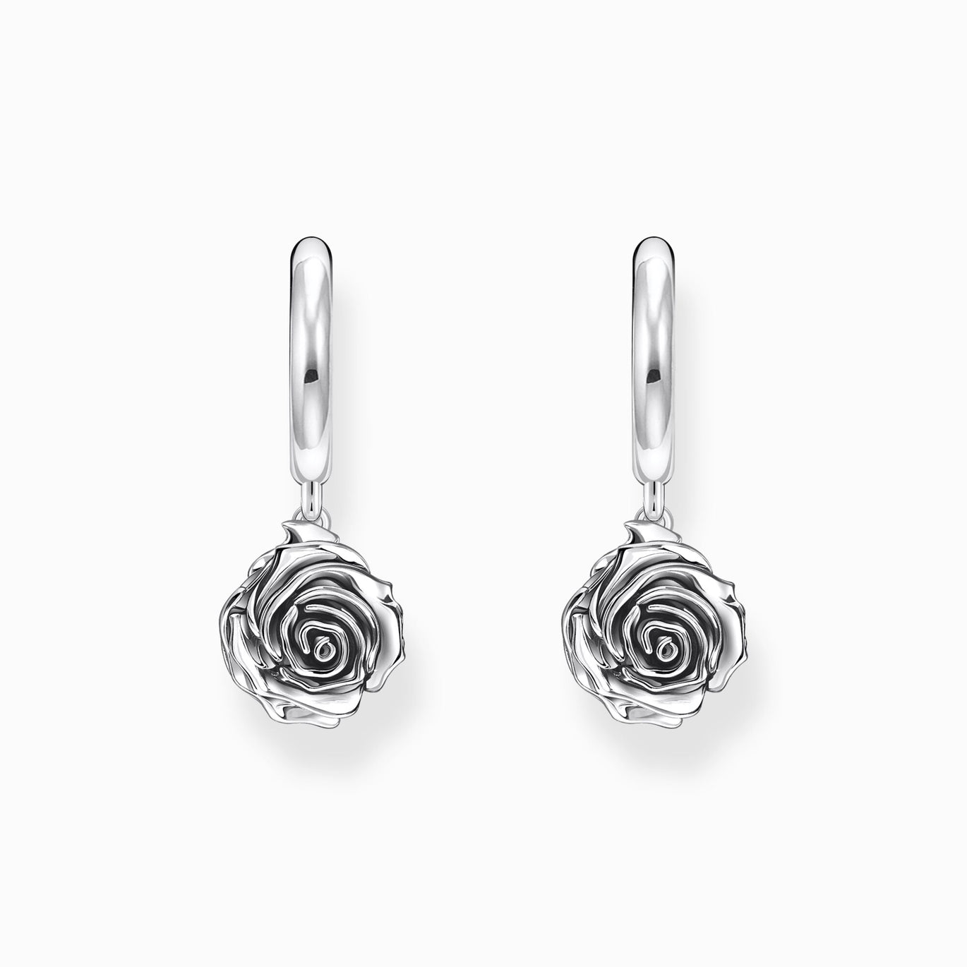 Thomas Sabo Silver Midnight Rose Hoop Earrings