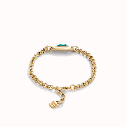 Uno De 50 Gold Bracelet with Green Crystal