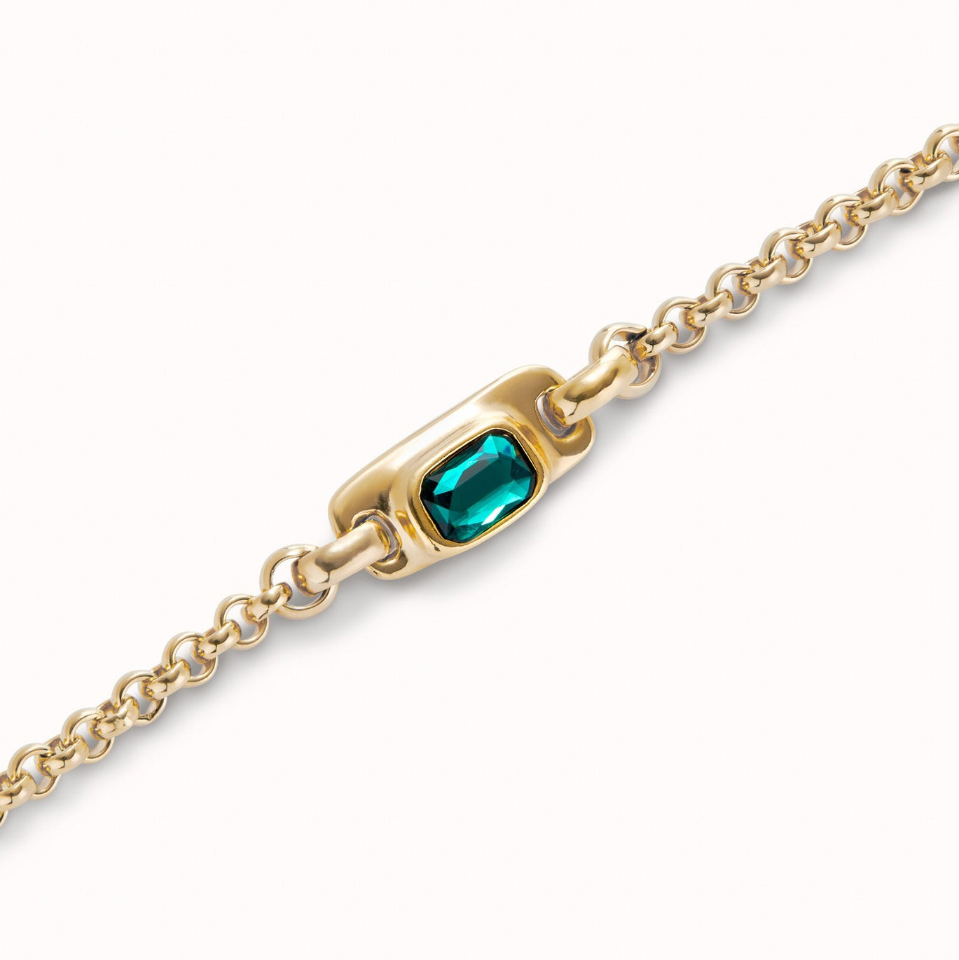Uno De 50 Gold Bracelet with Green Crystal