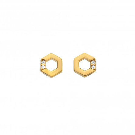 HD X Gold Edit Hexagon White Topaz Earrings