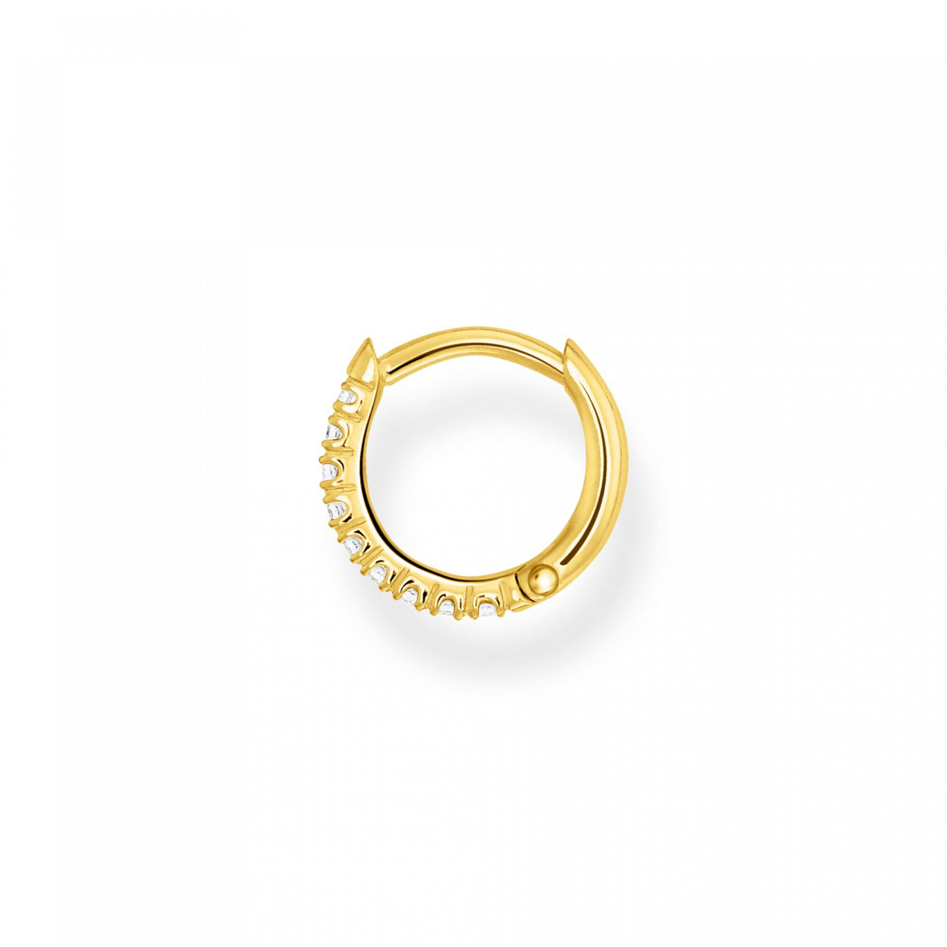 Thomas Sabo Single Hoop Earring White Stone Yellow Gold 12mm