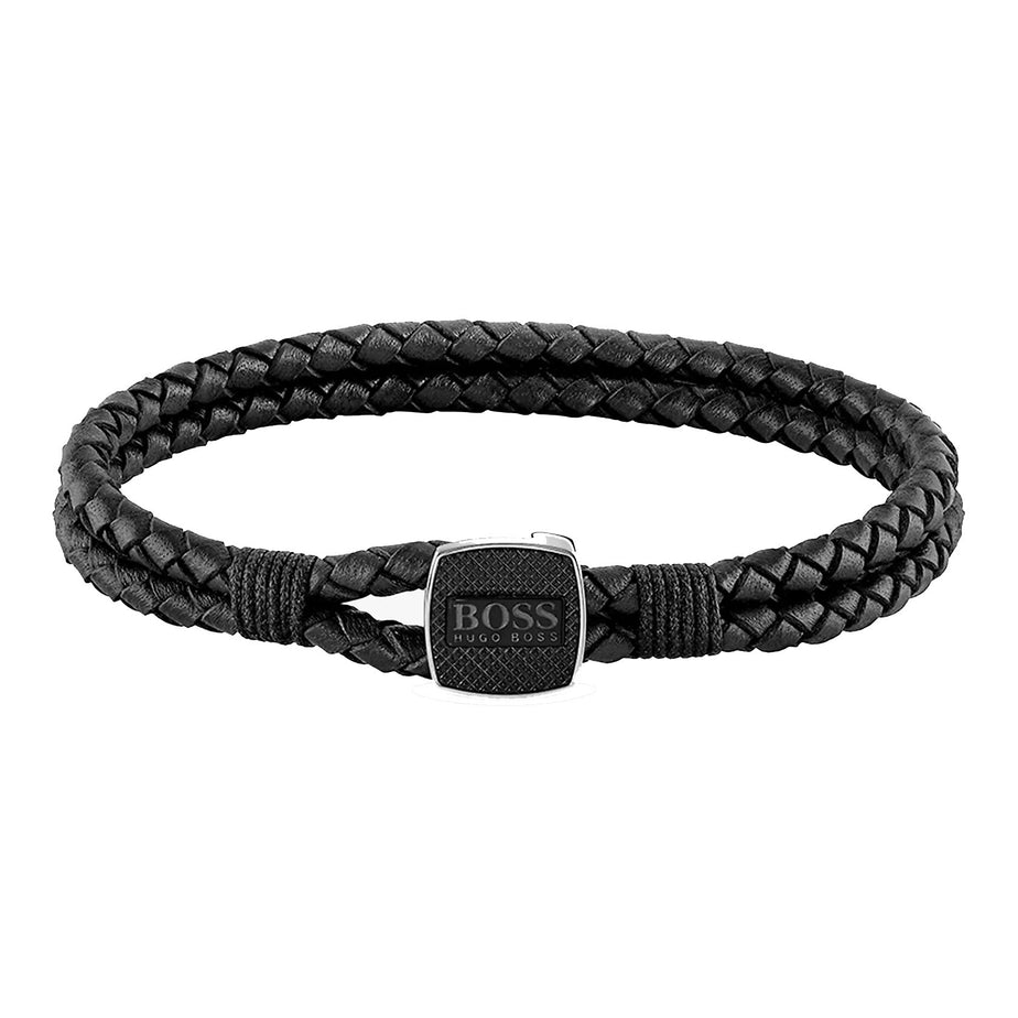 Boss Men's Seal Black Braided Bracelet