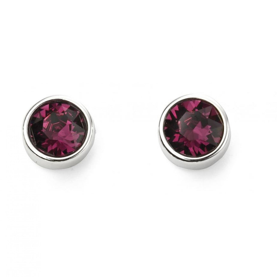 February Birthstone Amethyst Crystal Stud Earrings