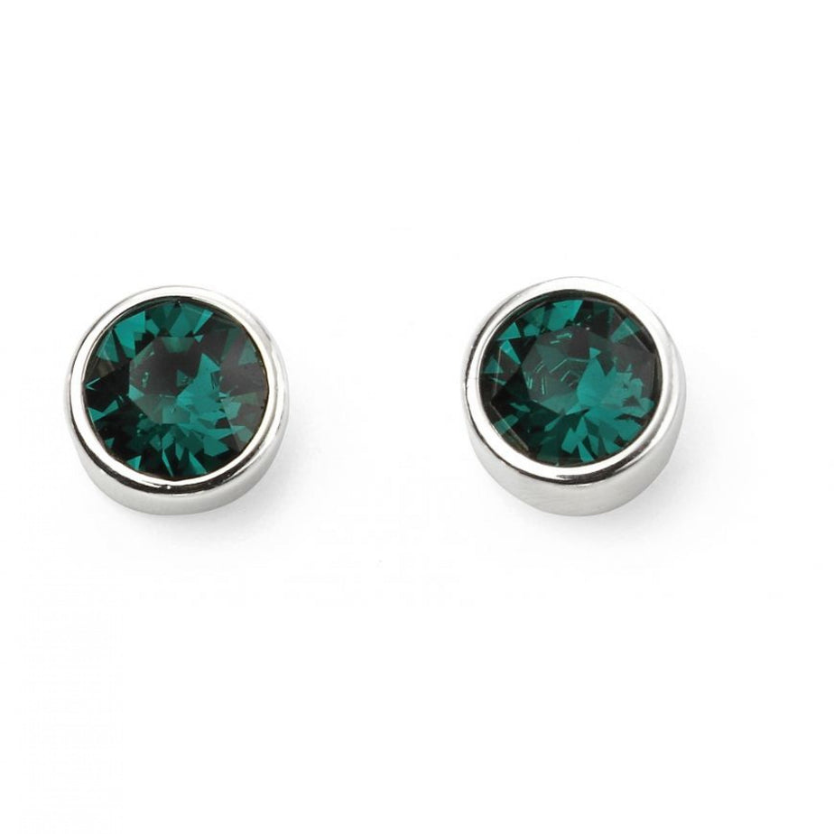 Gecko May Birthstone Emerald Crystal Stud Earrings