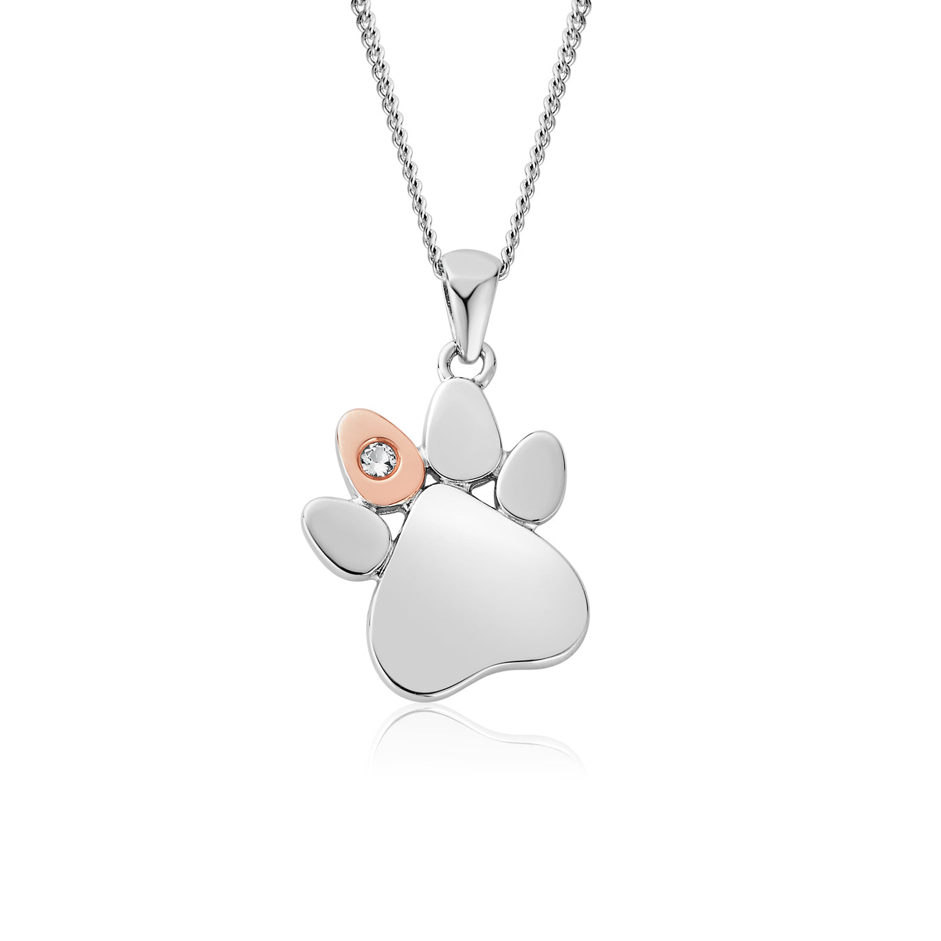 Clogau Paw Print White Topaz Pendant