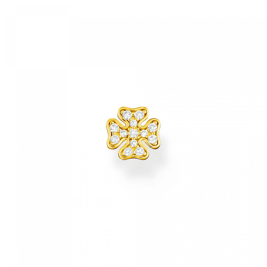 Thomas Sabo Single Yellow Gold Cloverleaf Stud Earrings