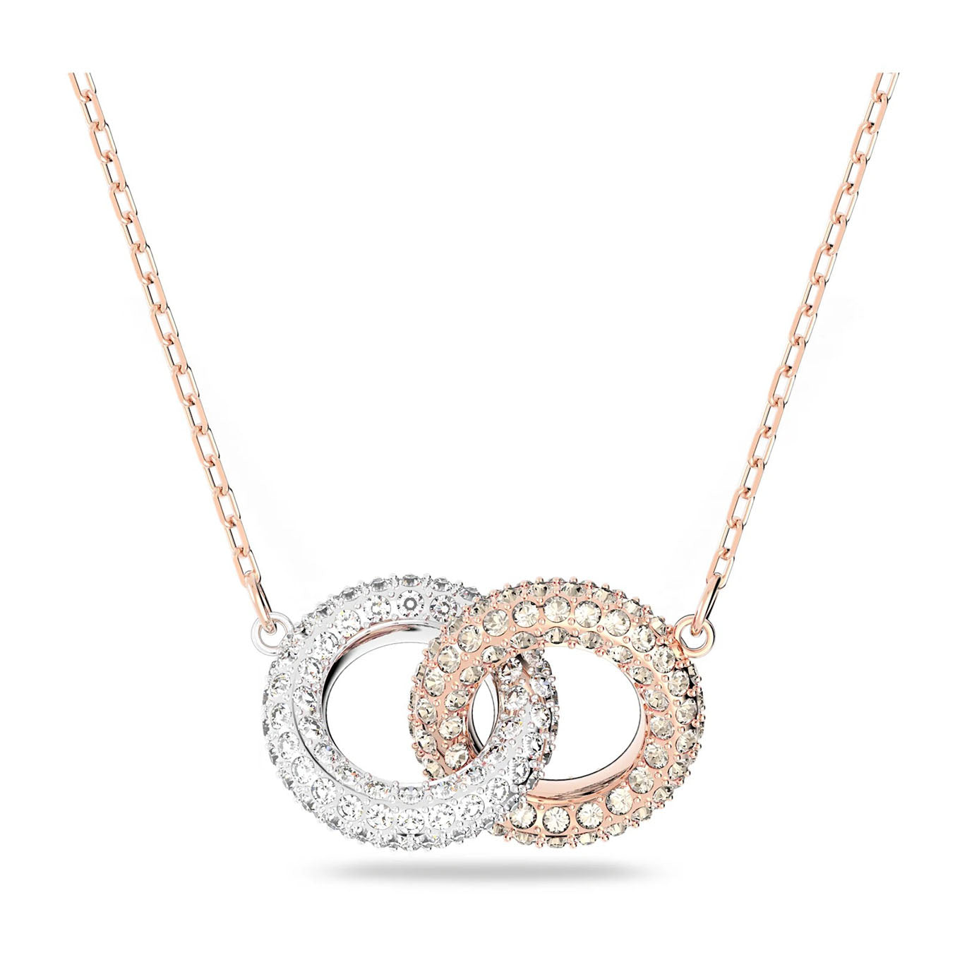 Swarovski Silver and Rose Gold Crystal Circles Necklace