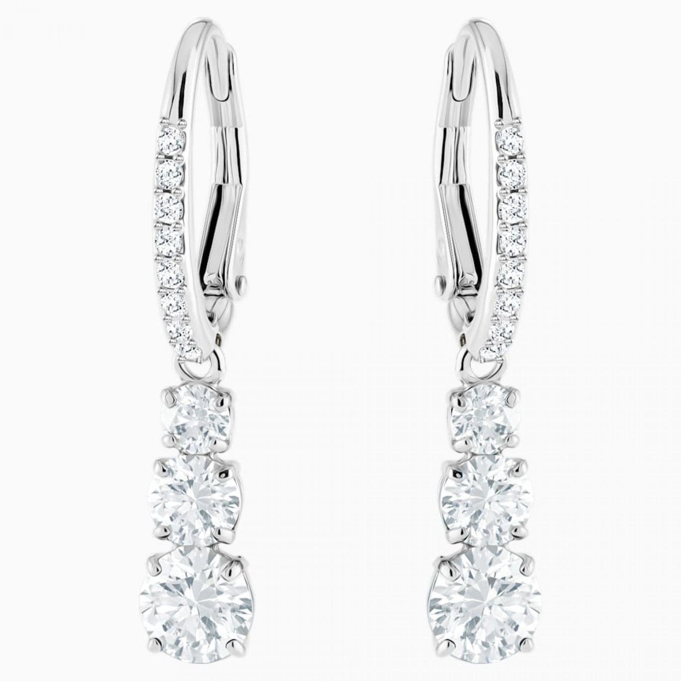 Swarovski Attract Trilogy Earrings, White, Rhodium Plated