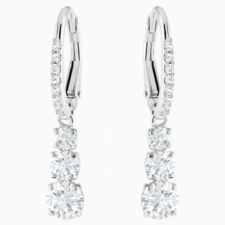Swarovski Attract Trilogy Earrings, White, Rhodium Plated