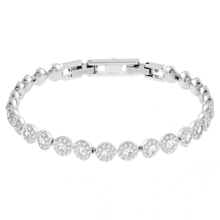 Swarovski Una Angelic Tennis bracelet Round cut, Small, White, Rhodium plated