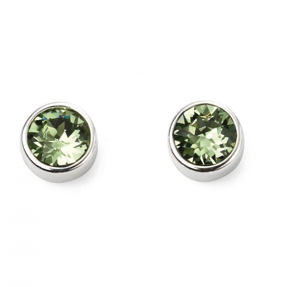 Gecko August Birthstone Peridot Crystal Stud Earrings