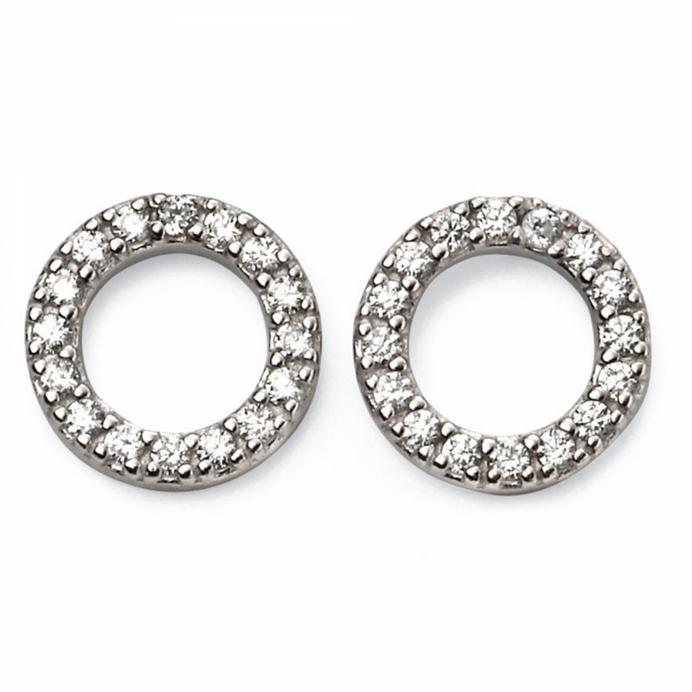 Gecko Sterling Silver Open Disc Pavé Stud Earrings