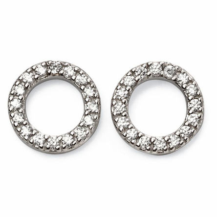 Gecko Sterling Silver Open Disc Pavé Stud Earrings