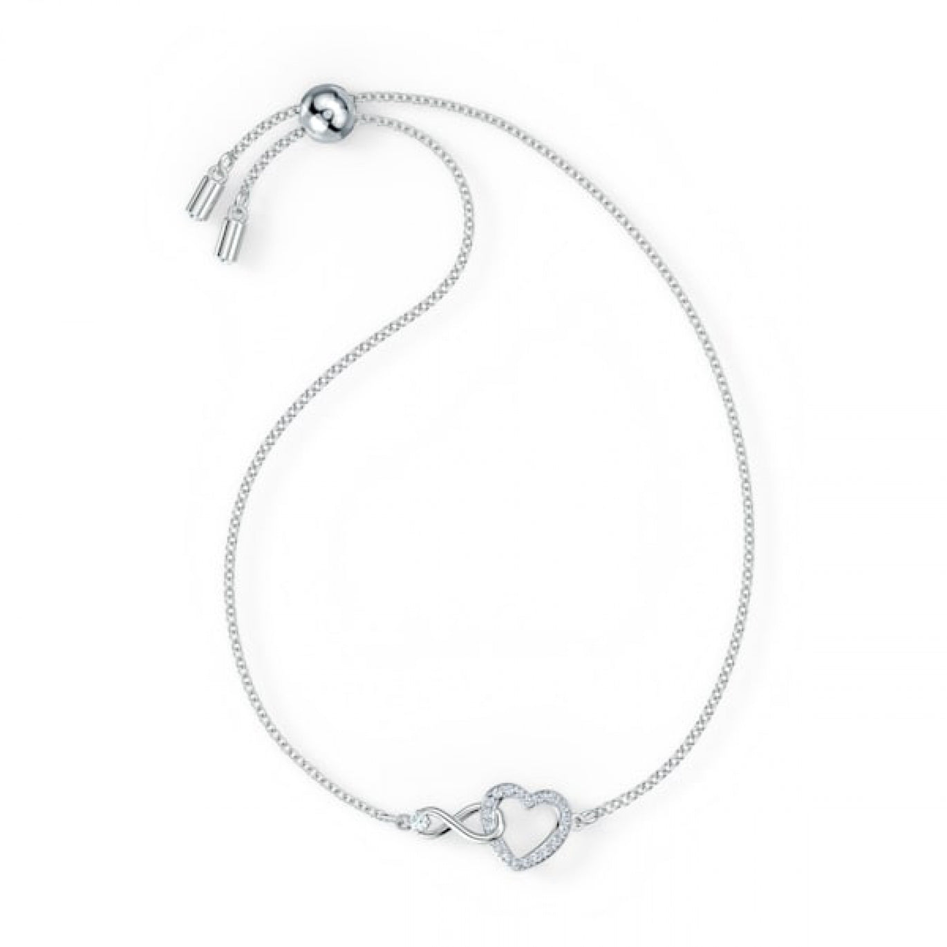 Swarovski Infinity Heart Bracelet, White, Rhodium Plated