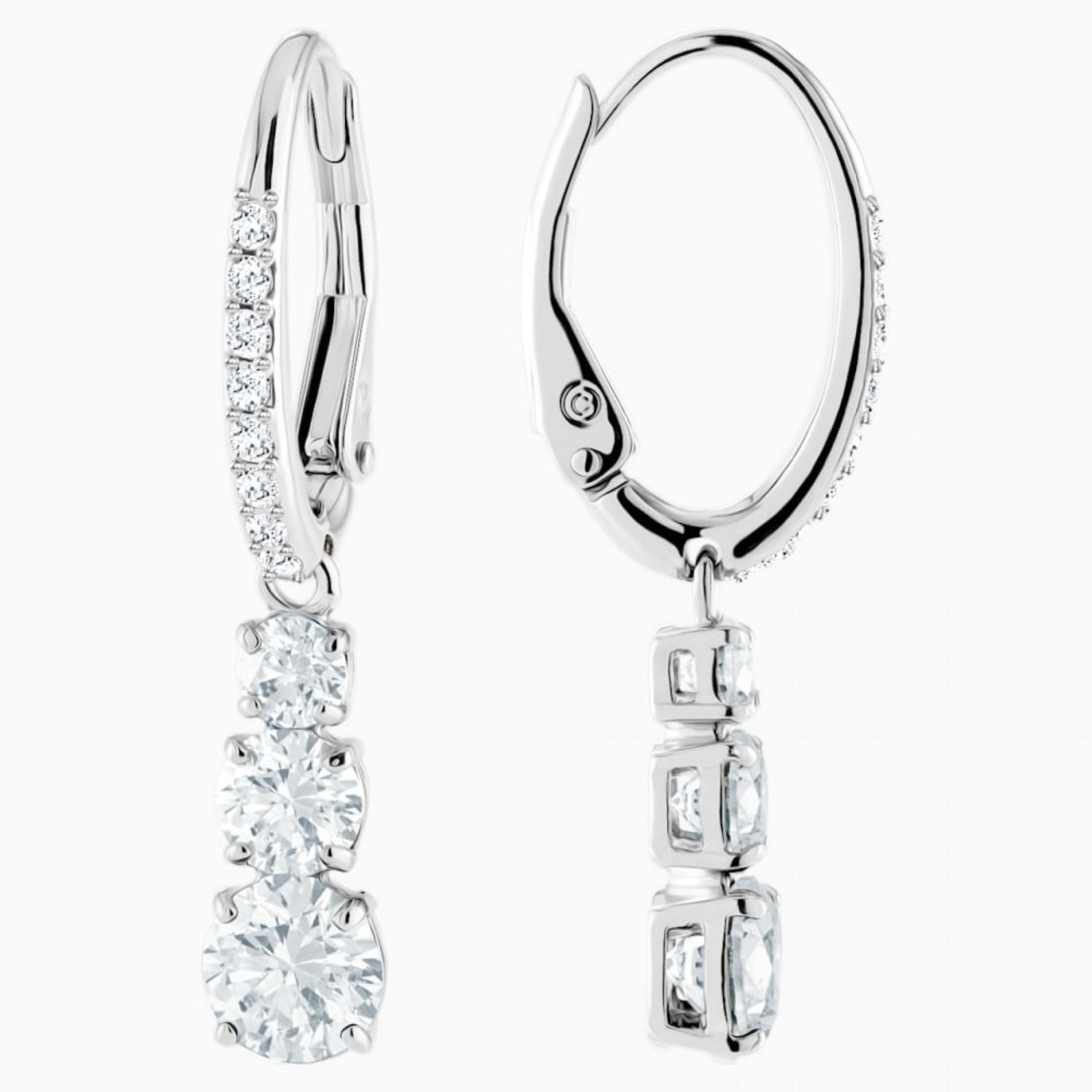 Swarovski Attract Trilogy Earrings, White, Rhodium Plated