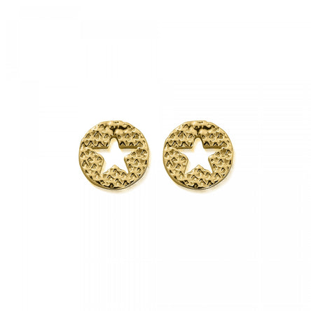ChloBo Gold Sparkle Star In Circle Stud Earrings