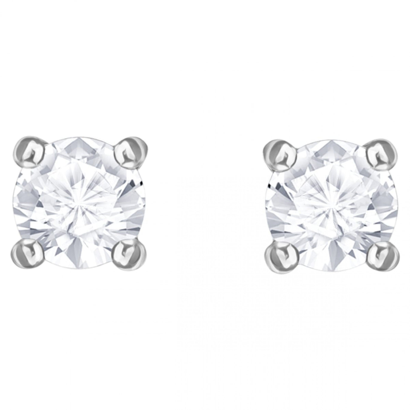 Swarovski Attract Round Pierced Earrings, White, Rhodium Plated