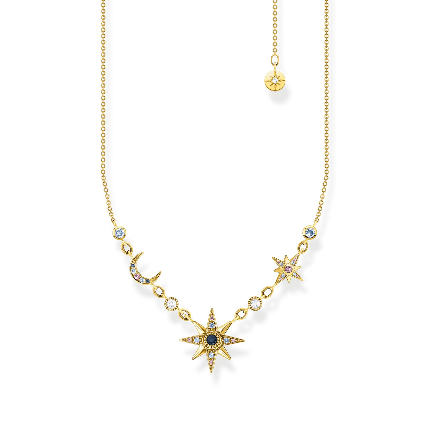 Thomas Sabo Royalty Star & Moon Necklace Yellow Gold