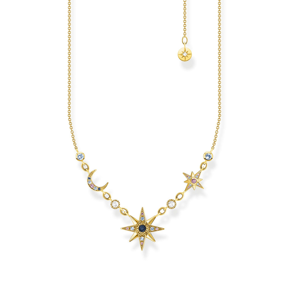 Thomas Sabo Royalty Star & Moon Necklace Yellow Gold