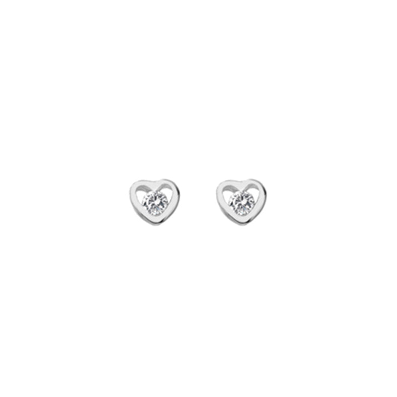 Sterling Silver & Crystal Heart Shape Stud Earrings