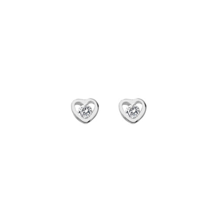 Sterling Silver & Crystal Heart Shape Stud Earrings