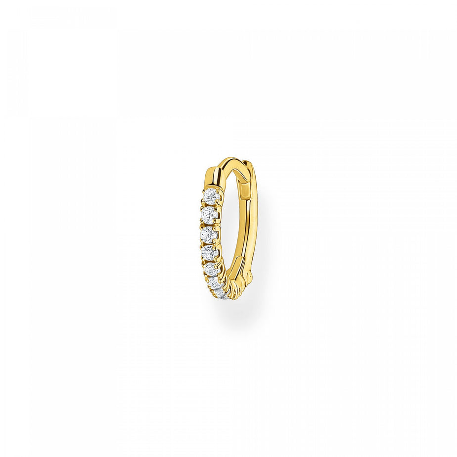 Thomas Sabo Single Hoop Earring White Stone Yellow Gold 12mm