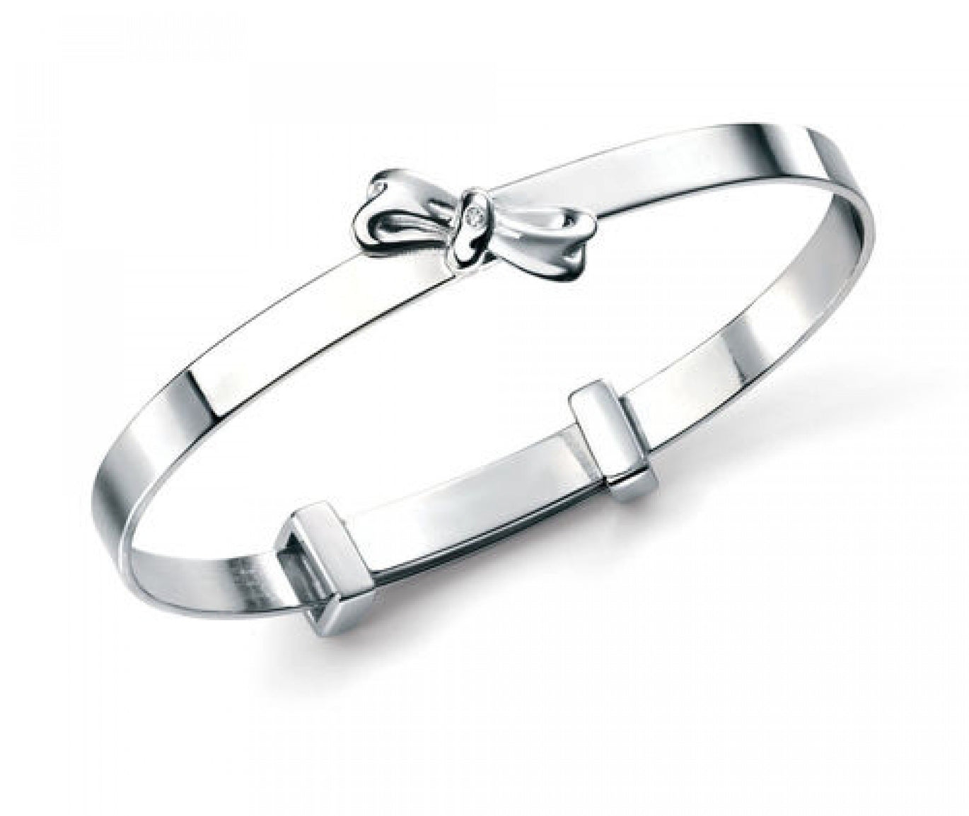 D For Diamond Silver Bow Bangle