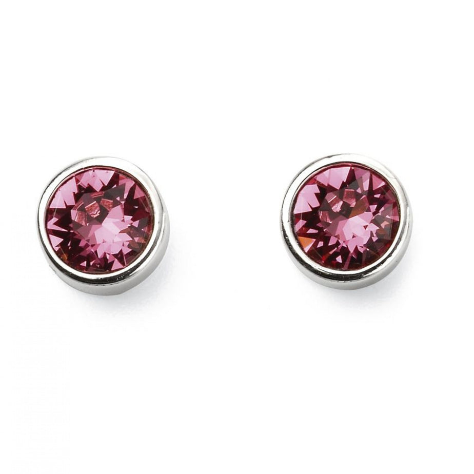 Gecko October Birthstone Rose Crystal Stud Earrings