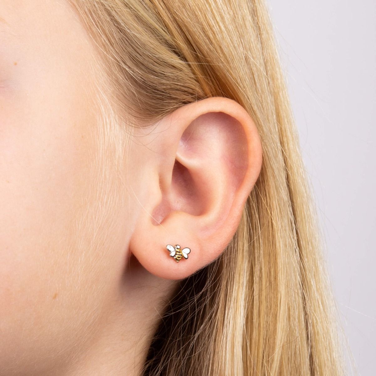 D for Diamond Bee stud earrings