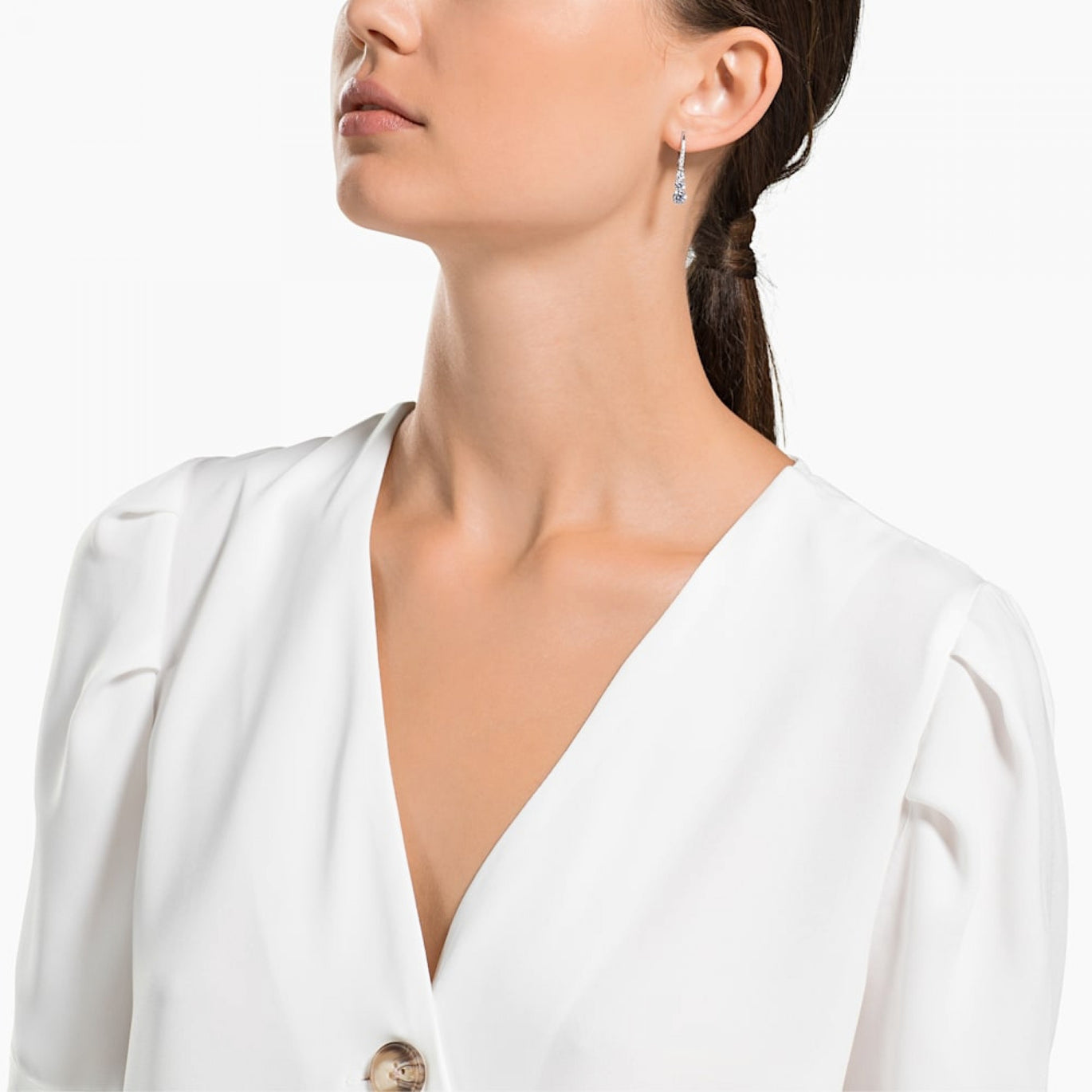 Swarovski Attract Trilogy Earrings, White, Rhodium Plated